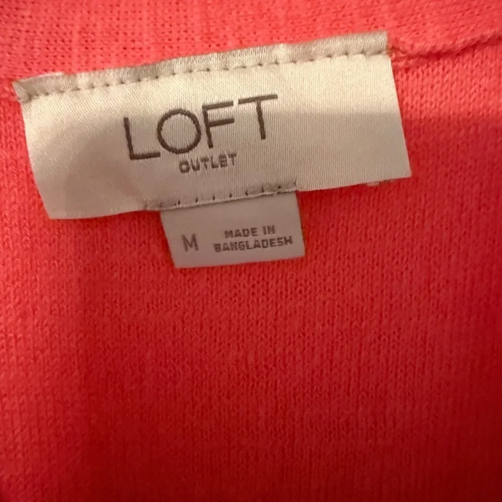 Loft Outlet | Coral Pink Open Cardigan | 100% Cotton | Size M - Picture 3 of 7